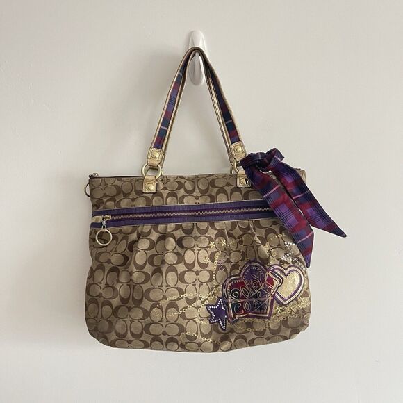 Coach Poppy Tartan Plaid Glam 15882 Shoulder Handbag Tote - RARE y2k grunge - Picture 1 of 16